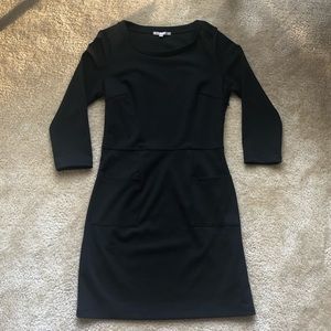 Gap Quarter 3/4 Sleeve Dress Black Knit Small Knee